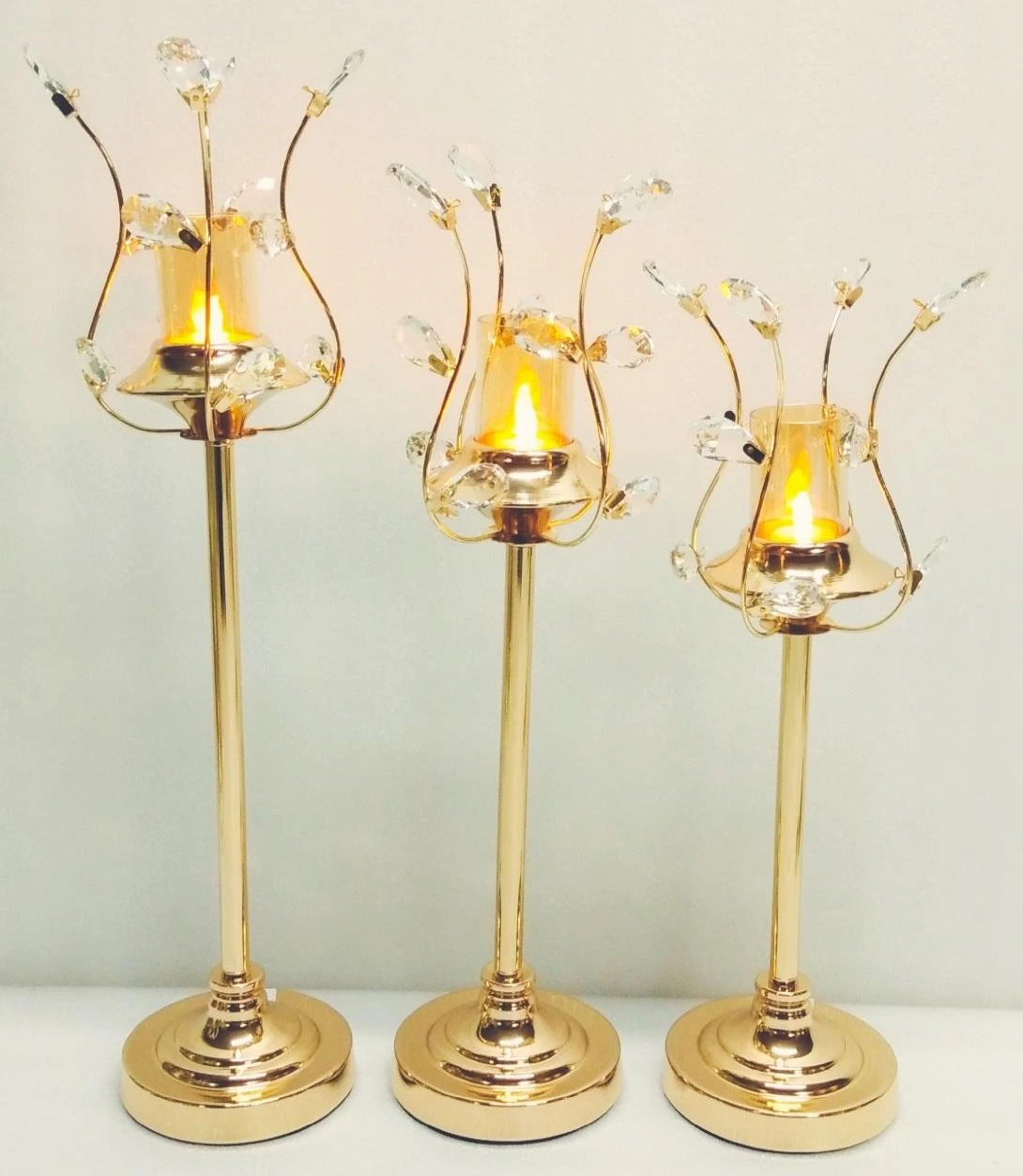 Metal Candle Holder Lotus with Stand Bud 13x59 cm